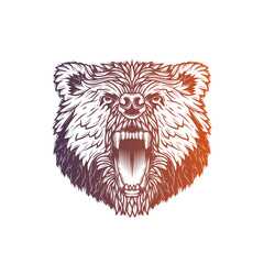 Bear head. Original vector illustration in vintage style isolated on white background. T-shirt design.