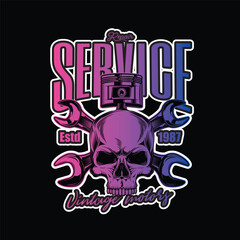 Vintage Custom Motorcycle Poster. Original vector illustration in vintage style isolated on black background. T-shirt design.