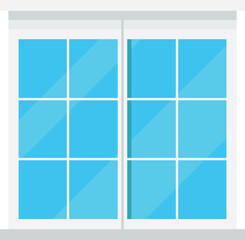 White window with cartoon glass reflection.