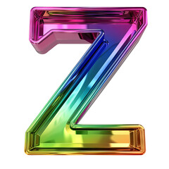 coloful  glossy Z alphabet Realistic 3D on white background. Generative AI