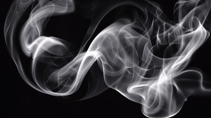 Abstract white smoke on black background. Copy space for your text.