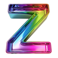 coloful  glossy Z alphabet Realistic 3D on white background. Generative AI