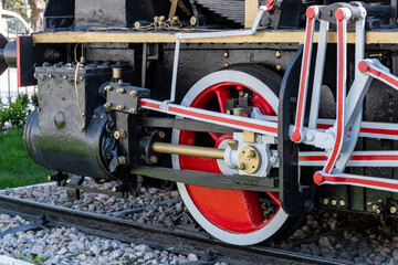  Transmission mechanisms of an old steam locomotive