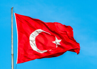 Turkish national flag: white crescent and star on a red background