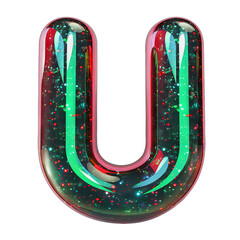 christmas style U alphabet Realistic 3D on white background. Generative AI