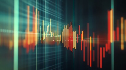 Abstract Digital Data Visualization with Colorful Bar Graphs