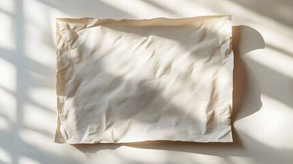 Blank white poster taped on a textured wall