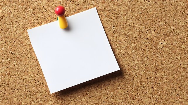 Blank white paper pinned to a corkboard for messages or reminders
