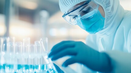Scientist using affinity tags for protein purification in drug production, biotech methods, therapeutic production