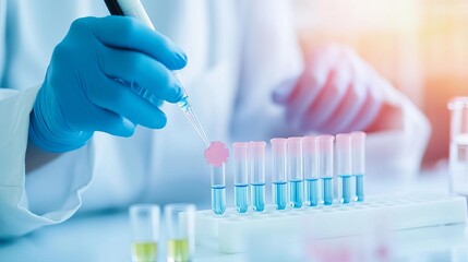 Scientist using affinity tags for protein purification in drug production, biotech methods, therapeutic production