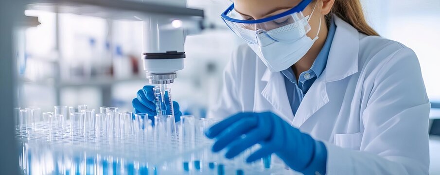 Scientist using mass spectrometry to identify biopharmaceutical compounds, chemical analysis, drug characterization