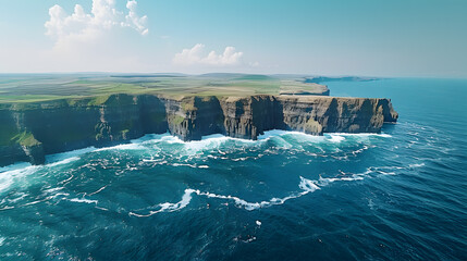 Aerial View of the Scenic Cliffs of Moher in Ireland | Iconic Coastal Landscape and Natural Beauty