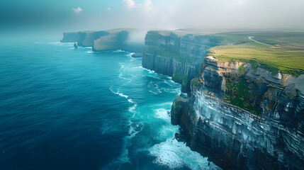 Aerial View of the Scenic Cliffs of Moher in Ireland | Iconic Coastal Landscape and Natural Beauty