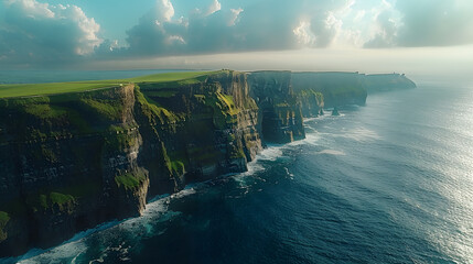Aerial View of the Scenic Cliffs of Moher in Ireland | Iconic Coastal Landscape and Natural Beauty