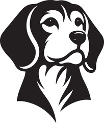 Beagle silhouette, vector black color silhouette