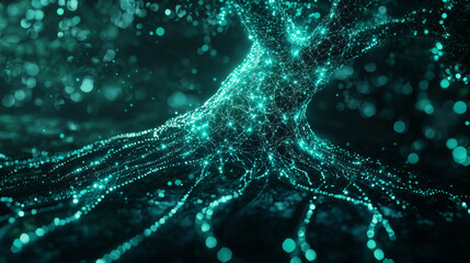 Naklejka premium Abstract Glowing Tree Roots - Digital Art