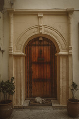 Clay and straw wall with steel door.