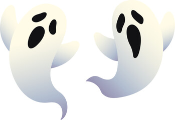 Spooky Ghost Duo Illustration (Gradient Color Style)