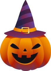 Jack-o'-Lantern with Witch Hat (Gradient Color Style)
