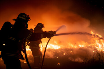 Firefighters Battling a Blazing Fire | Brave First Responders in Action Against Intense Flames