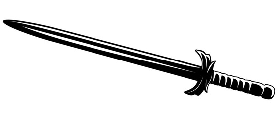 Single greatsword isolated on white background. Vector illustration editable and scalable EPS file, easy to print. Graphic black and white flat silhouette design. For logos, icons, emblems, etc