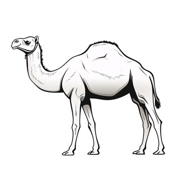 recommend clip art: a white camel with black lines