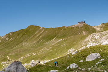 View on the ridge of the Passo delle Selle Refuge. During the First World War it was an unconquered Austrian position.