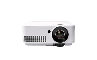 a white projector with a lens