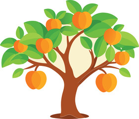 Peach tree Isolated flat vector illustration.