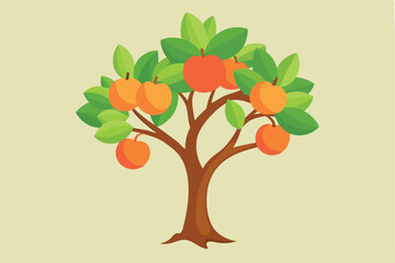 Peach tree Isolated flat vector illustration.