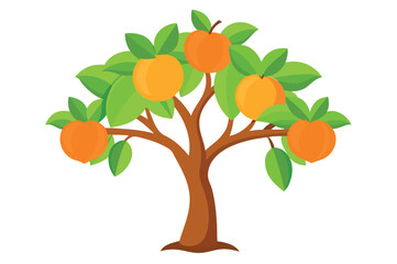 Peach tree Isolated flat vector illustration.