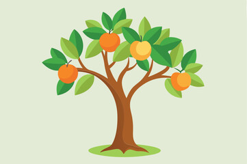 Peach tree Isolated flat vector illustration.