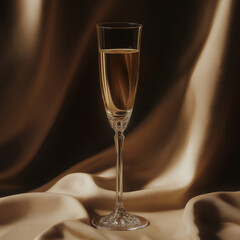 Elegant Champagne Glass with Golden Sparkling Wine, stock photo, PNG