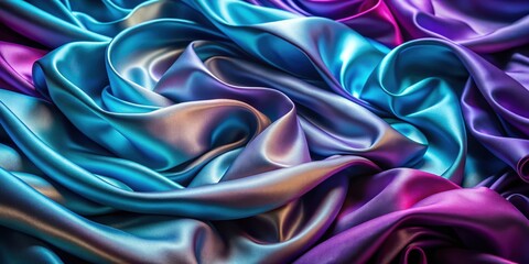 Obraz premium Abstract waves of blue and purple satin fabric creating a luxurious aesthetic , satin, fabric, blue, purple, abstract, waves