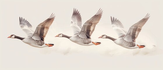 Two vector-style geese in flight with outstretched wings, set against a plain white background.