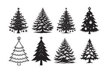 Christmas tree Silhouette Bundle, Christmas tree icon, Christmas silhouette Icon 