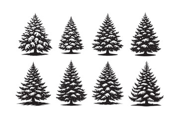 Christmas tree Silhouette Bundle, Christmas tree icon, Christmas silhouette Icon 