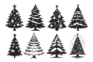 Christmas tree Silhouette Bundle, Christmas tree icon, Christmas silhouette Icon 