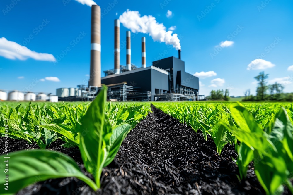 Aufkleber Biomass output optimization is depicted in a minimalist design focusing on the streamlined process of biomass conversion for maximum efficiency