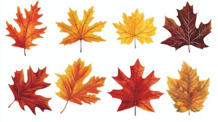 Obraz premium Vibrant Collection of Autumn Leaves in with White Background