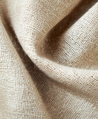 woven linen fabric, natural beige with subtle geometric patterns