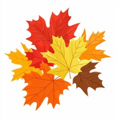 Fototapeta premium Vibrant Autumn Leaves Cluster on White Background - Vector Illustration