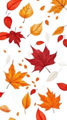 Obraz premium Vibrant Autumn Leaves Vector Graphic on White Background with Detailed Veins