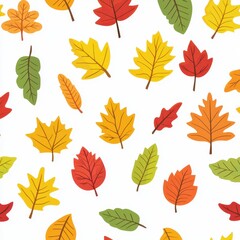 Naklejka premium Delicate Autumn Leaves Pattern on White Background