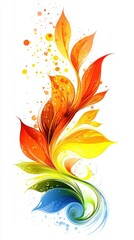 Naklejka premium Enchanting Autumn Leaf Swirl on White Background
