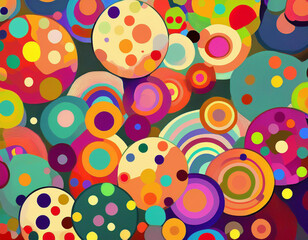 Bright Polka Dot Pattern Abstract and Playful Retro Design with Colorful Circles and Bold Background