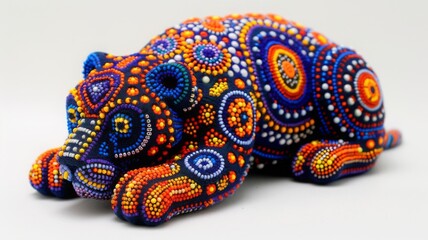 Obraz premium Huichol abstract isolated figure. Traditional folk indigenous art pattern. Psychedelic Mexican craft