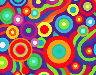 Naklejka premium Bright Polka Dot Pattern Abstract and Playful Retro Design with Colorful Circles and Bold Background