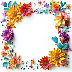 Obraz premium Beautiful romantic festive floral frame design with copy space.