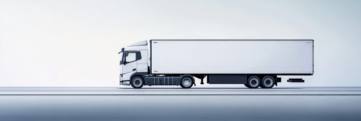 A sleek white truck is prominently displayed in side profile against a completely white background, highlighting its design and features for commercial purposes
